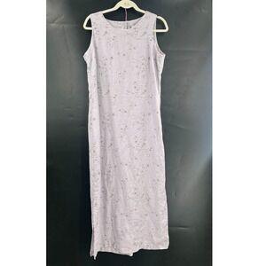 Vintage Freeport Studio lilac purple floral linen dress lagenlook cottagecore 14